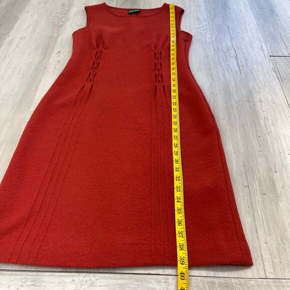 Geiger Of Austria Red Sleeveless Fitted Elegant Classic Warm Pure Wool Dress 6-8 - Picture 8 of 10
